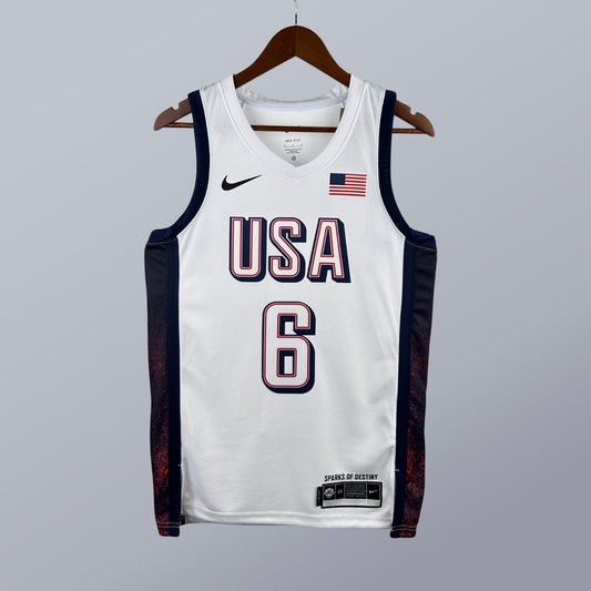 LeBron James - USA Basketball Jersey - 2024 Edition Blanca