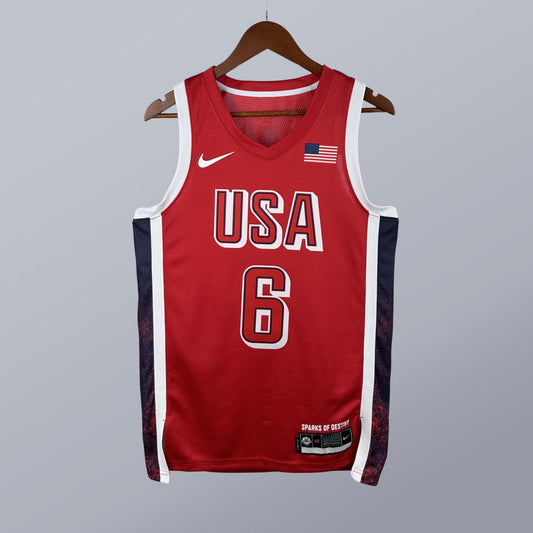 LeBron James - USA Basketball Jersey - 2024 Edition Roja