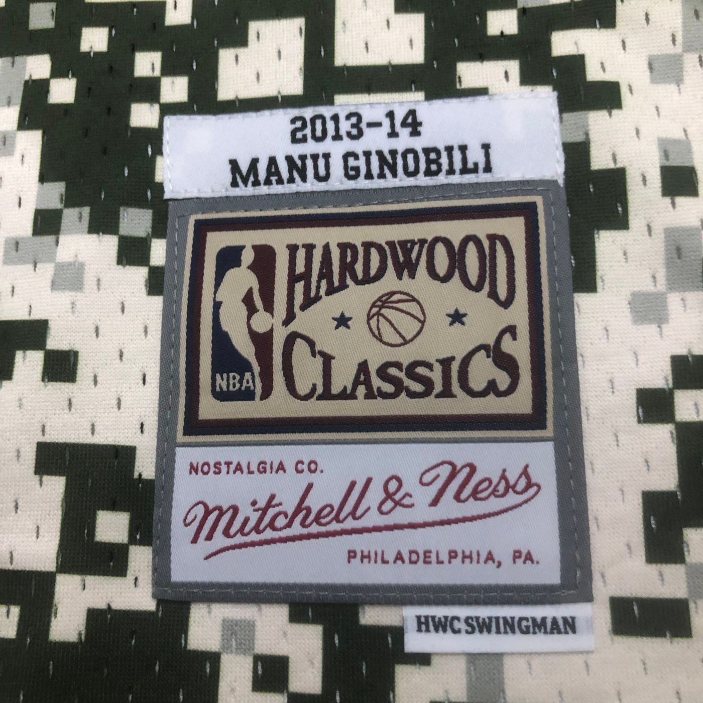 Manu Ginóbili - Spurs Jersey - Hardwood Classics 2013/14 Swingman Pixel Cream