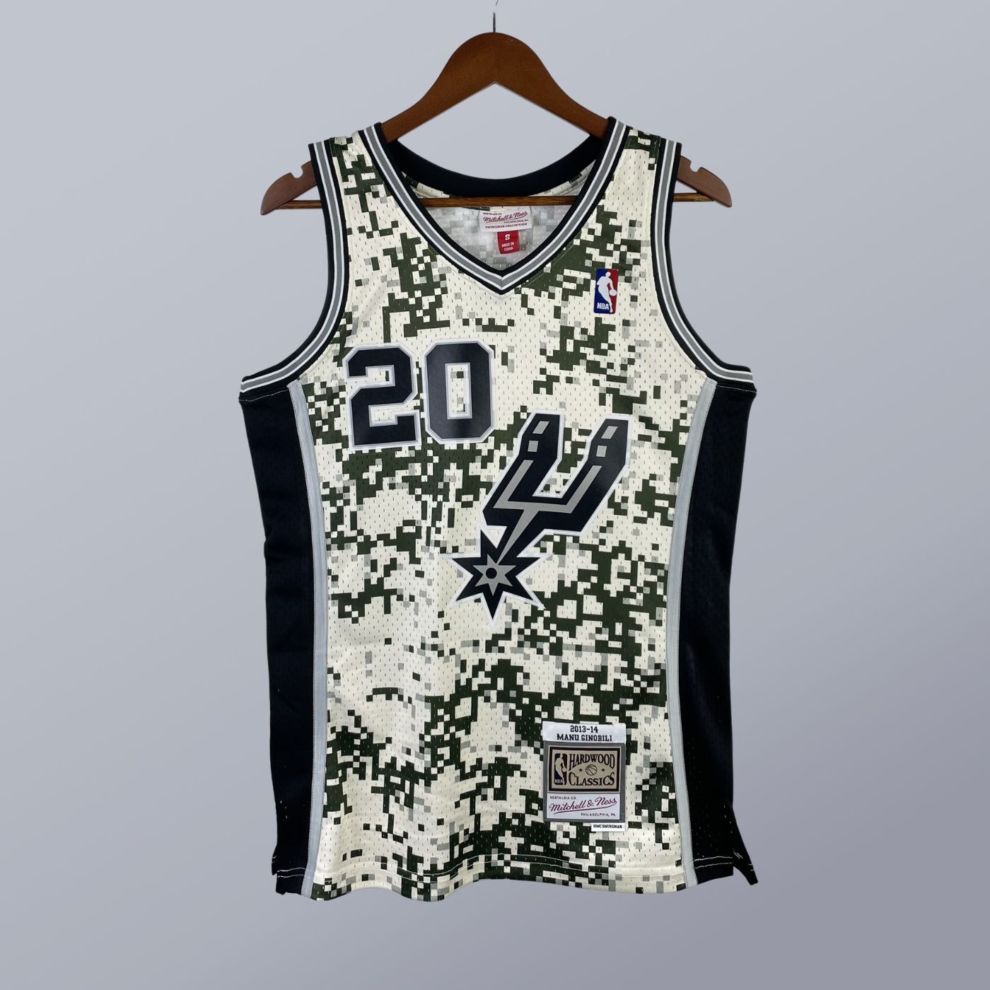 Manu Ginóbili - Spurs Jersey - Hardwood Classics 2013/14 Swingman Pixel Cream