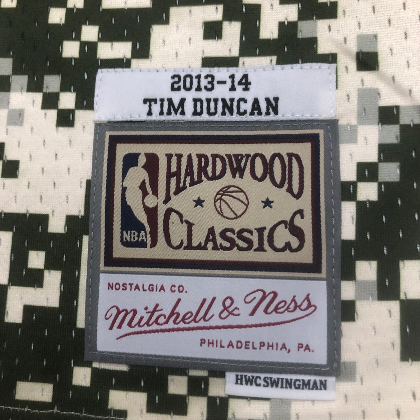 Tim Duncan - Spurs Jersey - Hardwood Classics 2013/14 Swingman Pixel Cream