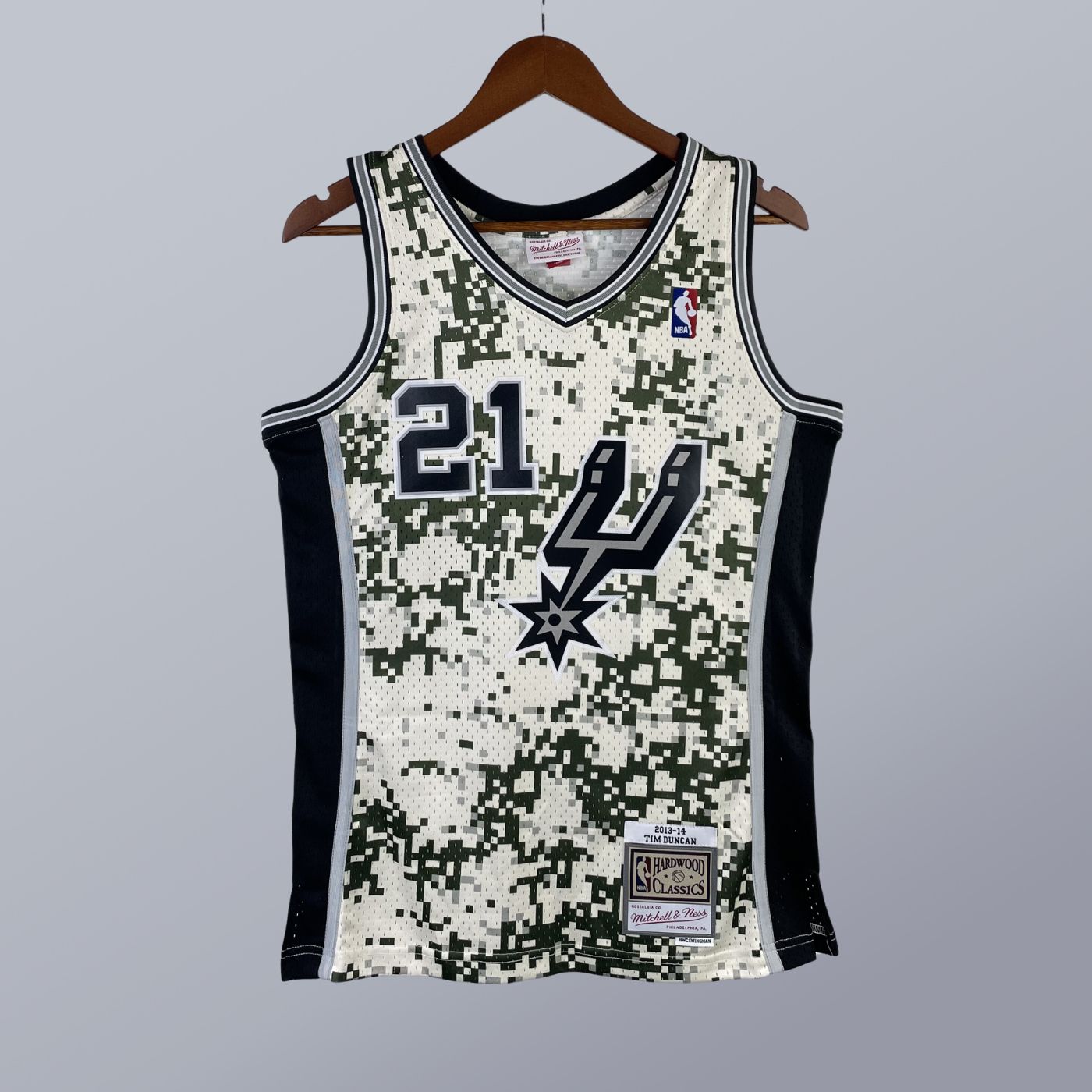 Tim Duncan - Spurs Jersey - Hardwood Classics 2013/14 Swingman Pixel Cream