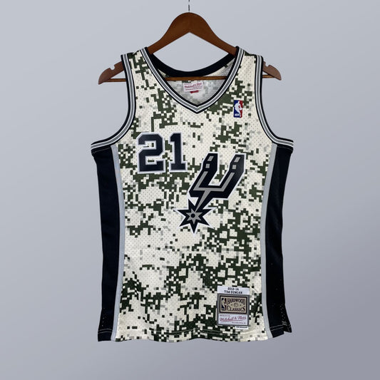 Tim Duncan - Spurs Jersey - Hardwood Classics 2013/14 Swingman Pixel Cream