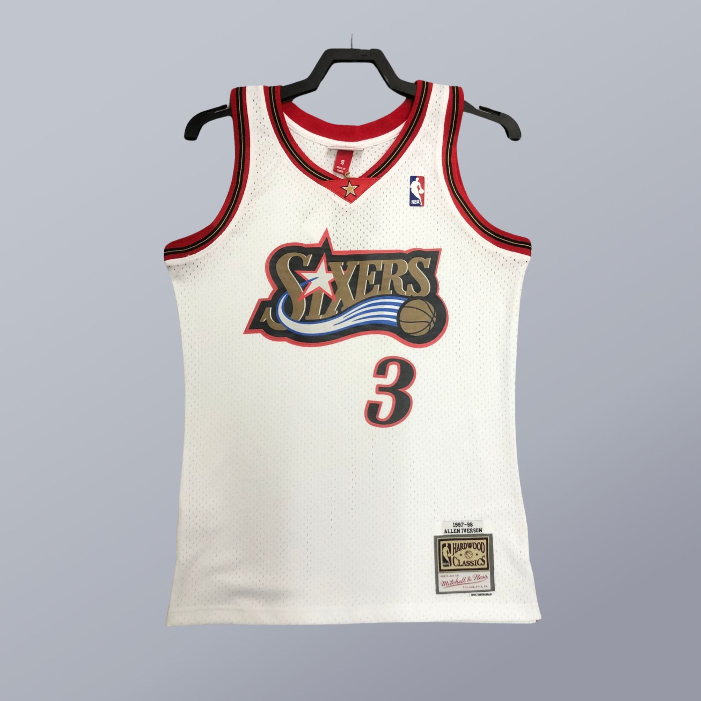 Allen Iverson - Seven Sixers Jersey - Hardwood Classics 1997/98 Swingman Blanca